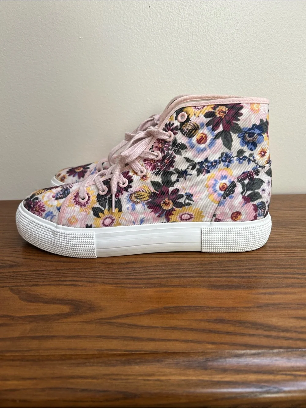 Ayesha Curry Gorgeous Pink Floral High-Top Canvas Sneakers